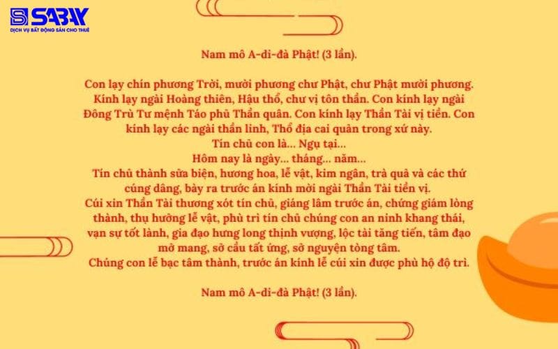 Mẫu văn khấn Thần Tài phổ biến