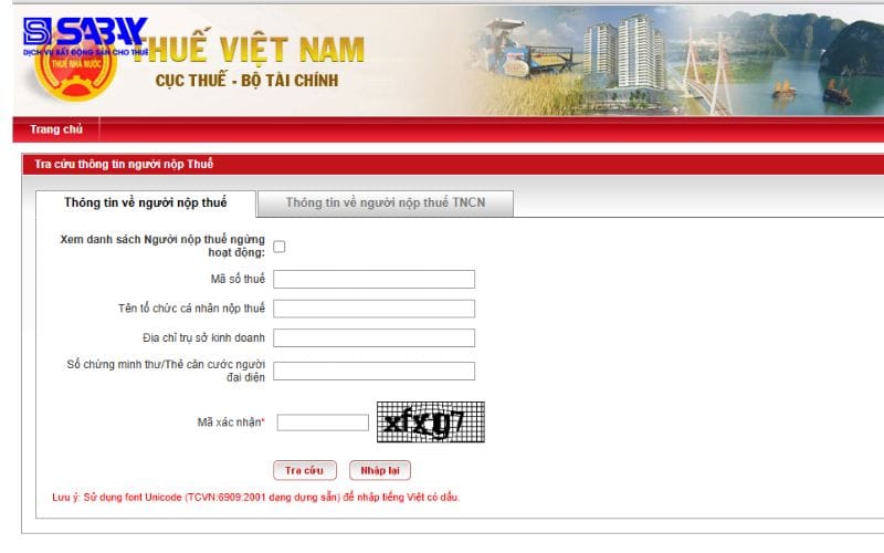 Tra cứu trên tổng cục thuế