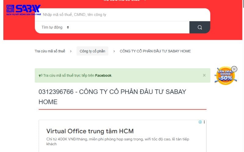 Tra cứu trên trang web masothue.com