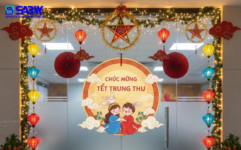5+ ý tưởng trang trí trung thu tại văn phòng công ty 6 Trang trí cửa ra vào