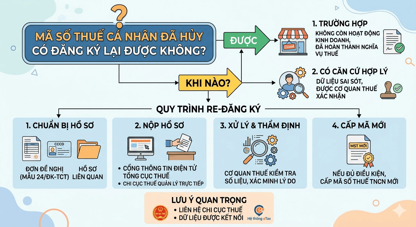 Mã số thuế cá nhân đã hủy có đăng ký lại được không?