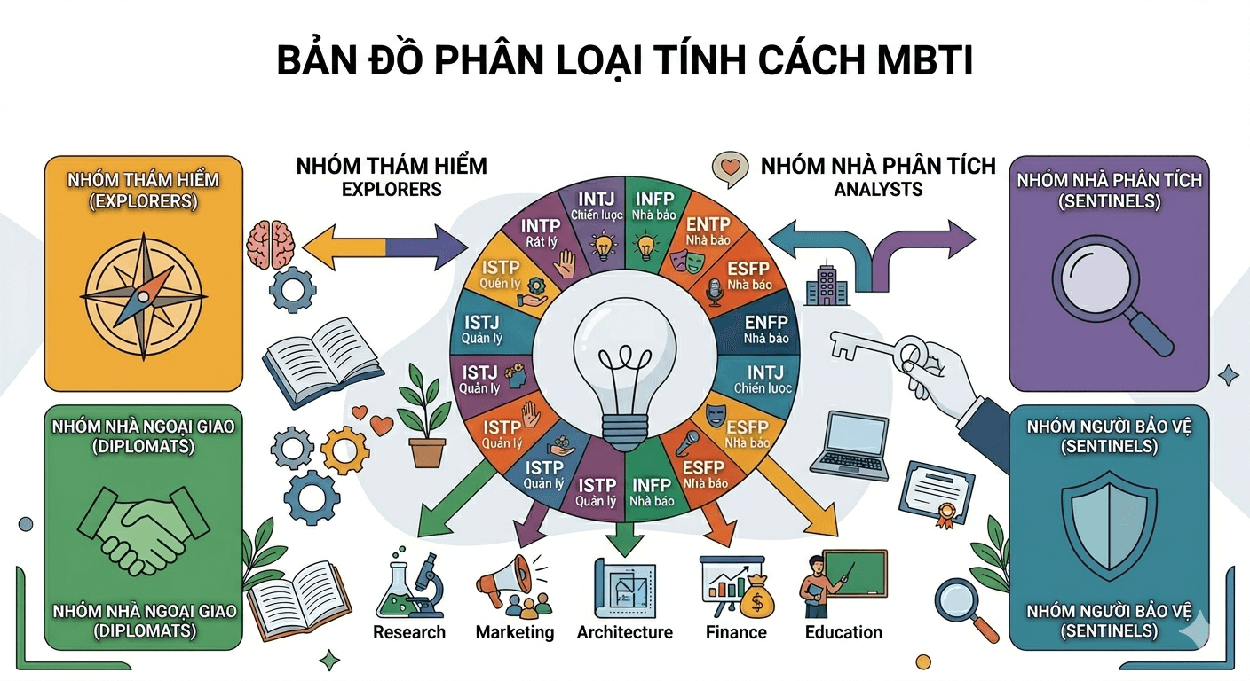 Ứng dụng 16 nhóm tính cách MBTI trong việc lựa chọn định hướng nghề nghiệp