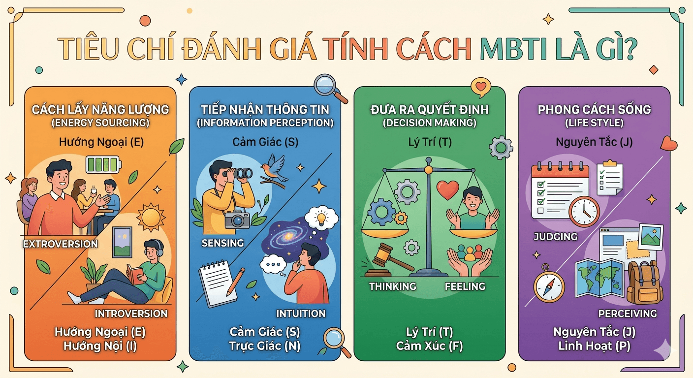 Tiêu chí đánh giá tính cách MBTI là gì?