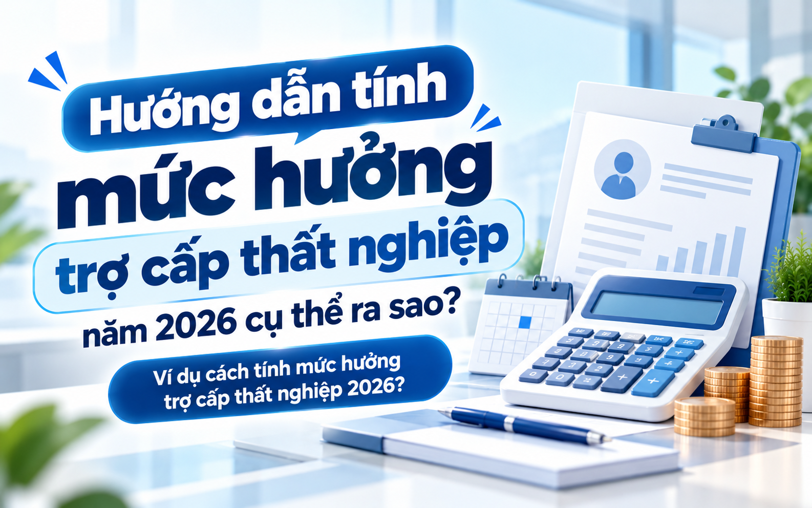 Hướng dẫn tính mức hưởng trợ cấp thất nghiệp năm 2026 cụ thể ra sao? Ví dụ cách tính mức hưởng trợ cấp thất nghiệp 2026?